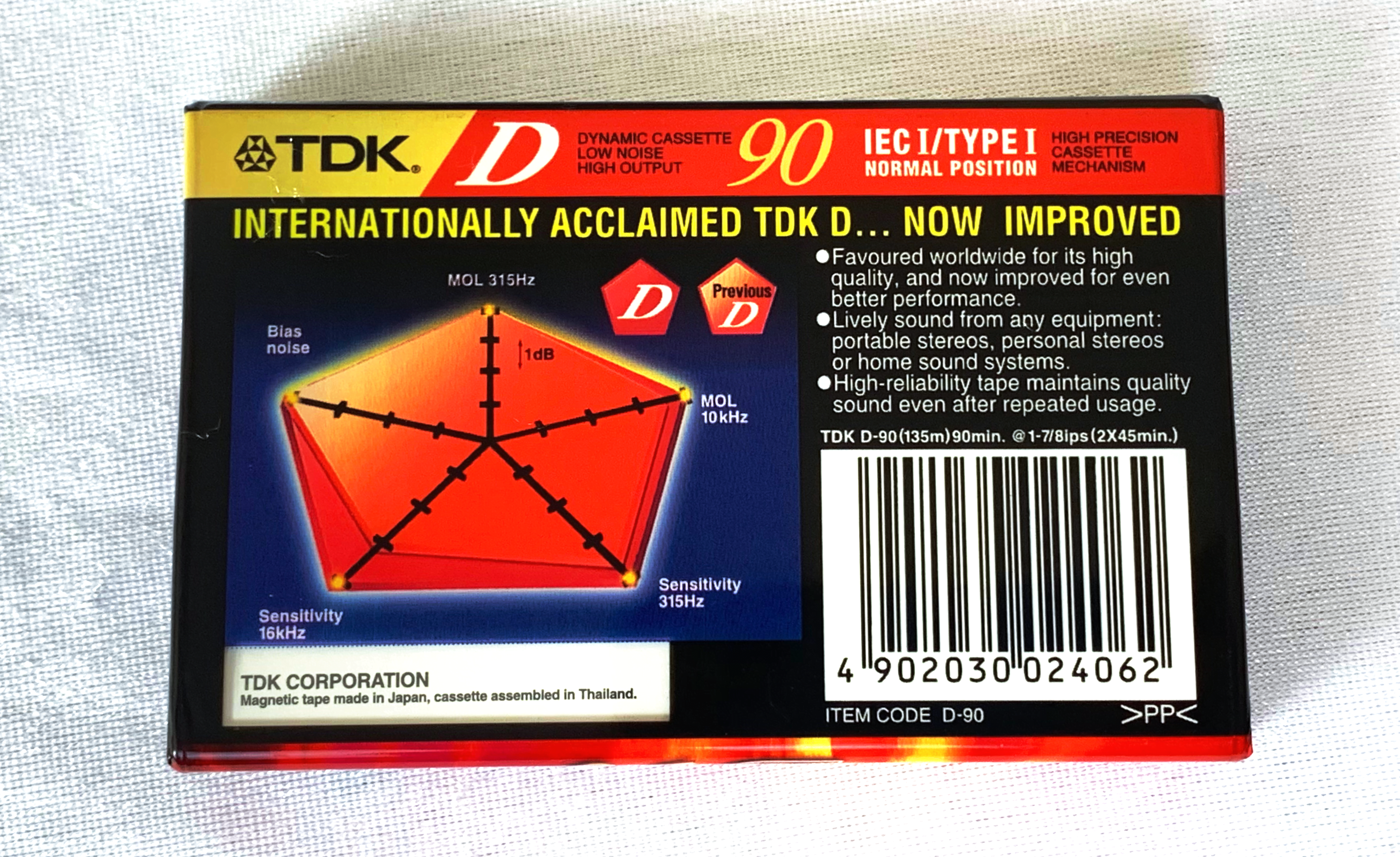 TDK D90 Normal Position Audio Cassette – 90 Min, Low Noise High Output, Recordable, Jewel Case