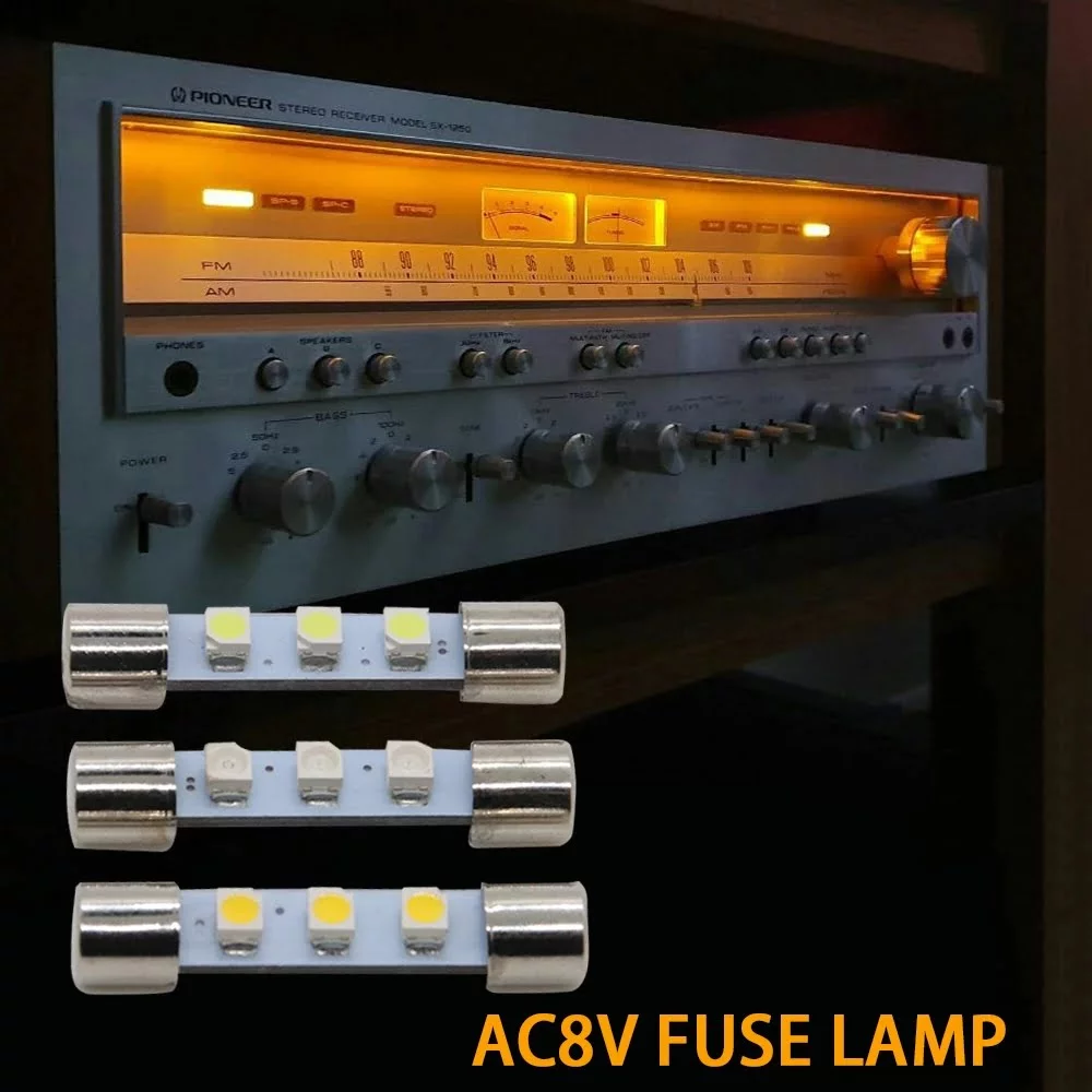 White 8V LED Fuse Style Lamps for Vintage Audio Receivers - Image 2