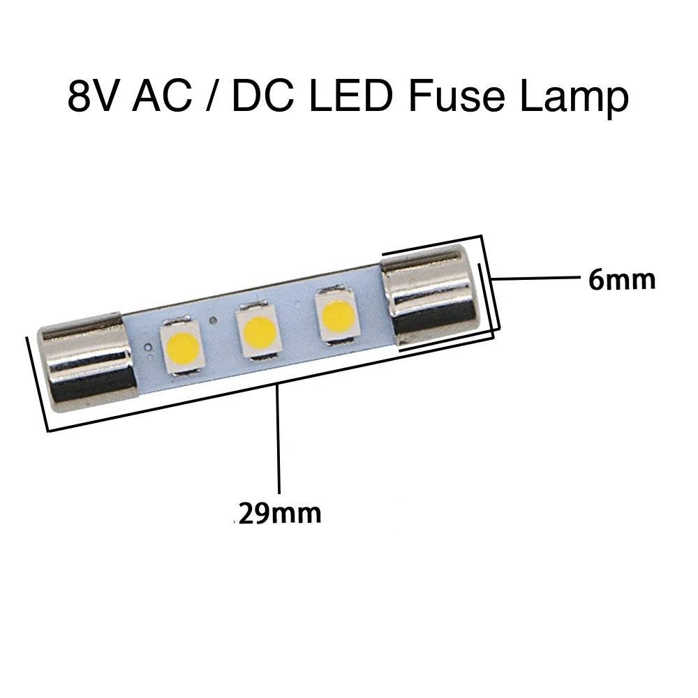 White 8V LED Fuse Style Lamps for Vintage Audio Receivers - Image 3