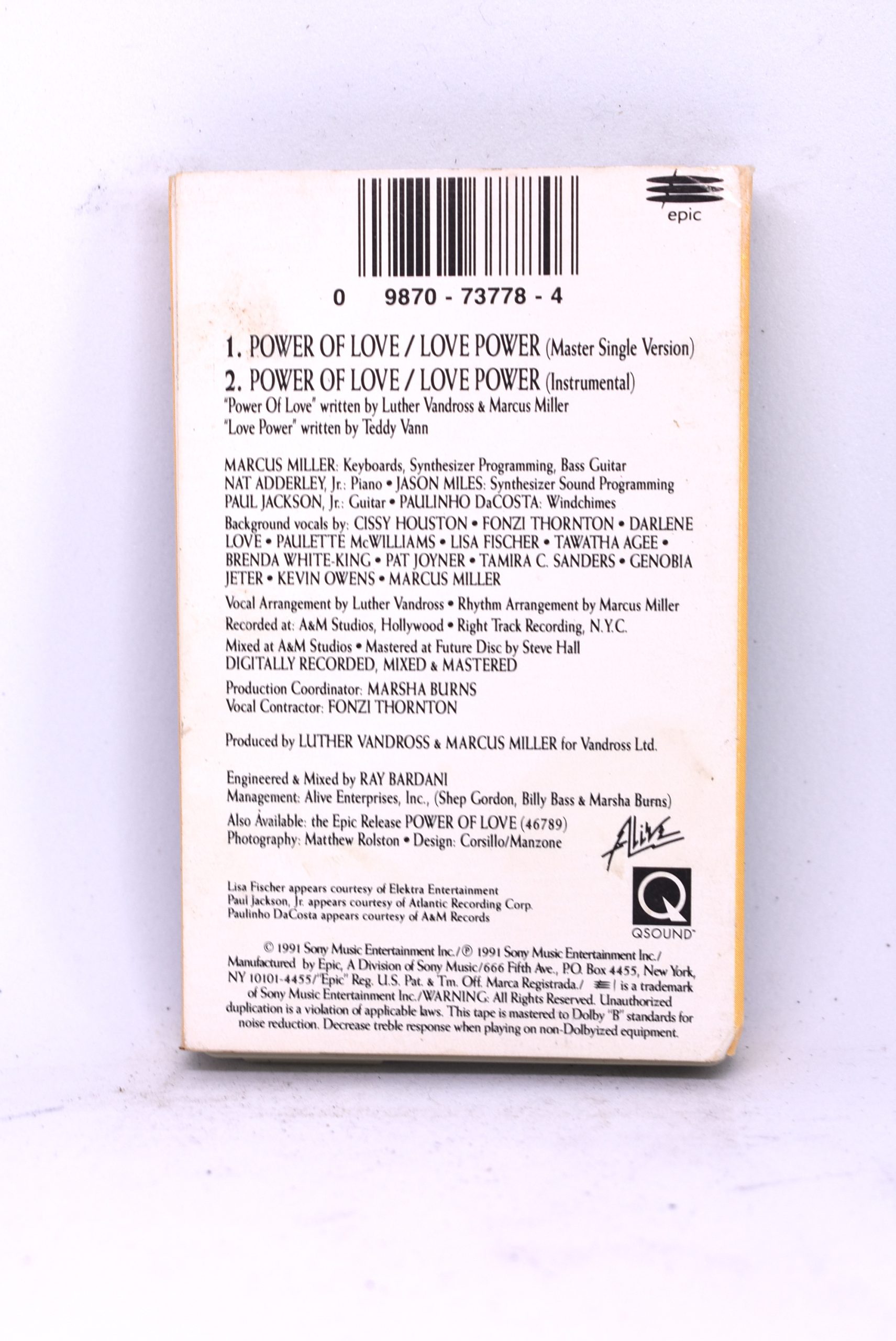 Luther Vandros - Power of Love (cassingle) - Image 2